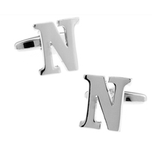 Shirt cuff cufflink silvery letter N cufflink copper material design fashion English letters cufflinks free shipping 2024 - buy cheap