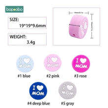 Bopoobo 5pc silicone mordedor disco i love mom bebê chupeta clipe de corrente acessórios de enfermagem segurança silicone brinquedos treinamento dente 2024 - compre barato