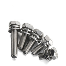 5pcs M6 Hexagon Combination Phillips screw Hexagon Cross With elastic pad Flat pads Tooth bolt stainless steel 10mm-50mm Length 2024 - buy cheap