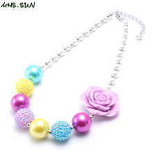 MHS.SUN Kids Girls Flower Chunky Beads Necklace Fashion Baby Child Beads Necklace Charming Chunky Jewelry Handmade For Gifts 2024 - buy cheap