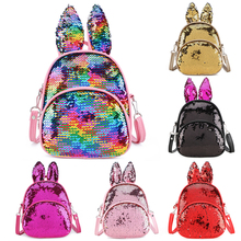 Mochila infantil de pelúcia, mochila pequena para meninas, com lantejoulas para jardim de infância 2024 - compre barato