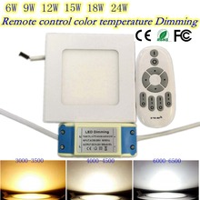 Lámpara de panel tricolor, luz de techo sin poste, atenuación, temperatura de tonificación, AC85-265, control remoto inalámbrico, LED2.4G, 6w9w12w15w18w24w 2024 - compra barato