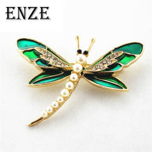 Free shipping Fashion new drop glaze enamel dragonfly ms pearl inlay yakeli brooch Personality men and women accessories 2024 - buy cheap