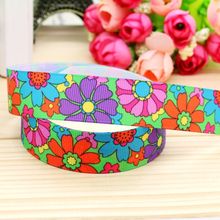 7/8inch Free Shipping Flowers Printed Grosgrain Ribbon material Headwear Party Decoration Diy Wholesale Craft 22mm P5010 2024 - buy cheap