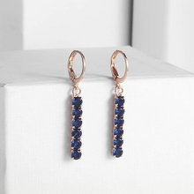 Womens Lady Rose Gold Filled Drop Earrings Blue Cubic Zirconia CZ Elegant Earrings GE246 2024 - buy cheap