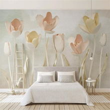 wellyu  wall papers home decor Custom wallpaper 3d tulip golden leaves simple flowers tv background wall 3d wallpaper behang 2024 - buy cheap