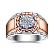 Wedding Rings for Men Wide Version Ring Full Drill Two-tone Rose Gold Flower Shape Zircon Male Ring Micro-inlay Simple Jewelry 2024 - buy cheap