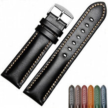 CARLYWET 18 20 22mm Handmade Leather VINTAGE Black Brown Blue Green Wrist Watch Band Strap Belt Silver Polished For Seiko Rolex 2024 - buy cheap