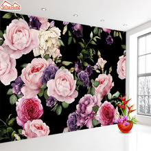 ShineHome-papel tapiz con imagen 3D personalizada de dos estilos, papel tapiz blanco y negro de peonía rosa para sala de estar 3 d, papel de pared para el hogar 2024 - compra barato