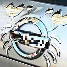 Смешные 3D наклейки Aliauto из ПВХ, гибкие пластиковые декоративные наклейки в виде краба для Volkswagen Golf Nissan Benz Toyota Chevrolet 2024 - купить недорого