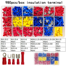 980pcs/box assorted full insulated fork U-type set terminals connectors assortment kit electrical wire crimp spade ring terminal 2024 - buy cheap