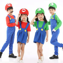 Super Mario Costume Kids Super Mario Luigi Costume Cosplay Girl Halloween Costume For Kids Boys Carnival Party Clothing Suit 2024 - buy cheap