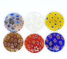 Glass Beads Round Mixed Flower Pattern Dyed About 20mm( 6/8") Dia, Hole: Approx 1mm, 2 PCs new 2024 - buy cheap