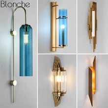 Modern Luxury Gold Wall Lamps Glass Wall Sconce Light Fixtures for Living Room Bedroom Bedside Lamp Loft Industrial Home Decor 2024 - buy cheap