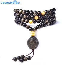 JoursNeige Black Gold Natural Obsidian Stone Bracelets 6mm 108 Beads with Pixiu Stone Bracelets for Men Women Crystal Jewelry 2024 - buy cheap