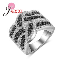 Hot Sale White Black Cross Ring Wide Knot Loop Jewelry 925 Sterling Silver Women Girls Christmas Gifts Drop Shipping 2024 - buy cheap