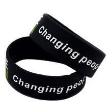 OBH 25PCS Changing Peoples Lives Silicone Bracelet 1 Inch Wide Black Debossed Logo 2024 - buy cheap