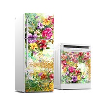 3D Custom Dishwasher Refrigerator Contact Paper Flowers Painting Style Freezer Decal Film Panel Cover Wall Sticker Home Decor 2024 - buy cheap