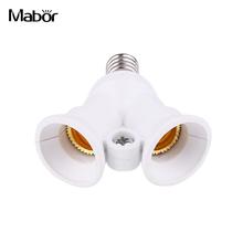 Adaptador de soquete de lâmpada led e14 para 2, conversor de suporte de lâmpada, economia de energia, adaptador divisor branco, acessórios de iluminação