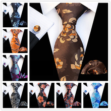 New Design 8CM Classic Floral Paisley Ties Set High Level Woven Handmade Necktie Sets with Cufflink Pocket Square for Gentlemen 2024 - buy cheap