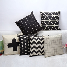 2016 Cotton Linen Striped Cushions No Filler Home Decor Geometry Decorative Throw Pillows 45*45cm Car Office Seat Chair Pillow 2024 - buy cheap