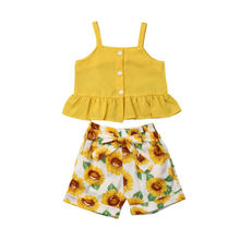 1-6Years  2PCS Infant Baby Girl Clothes Sunflower Vest Tops+Shorts Pants Outfit Sunsuit 2024 - buy cheap