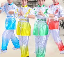 unisex Children martial arts short sleeve costumes kids kung fu wushu training suits tai chi uniforms match clothing 2024 - buy cheap