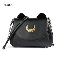 FZMBAI Cute cat ear shoulder bag chain bag 2021 women messenger bag fashion ladies PU leather handbag 2024 - buy cheap