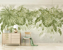 Beibehang-papel tapiz moderno de pared con dibujo a mano, planta jungle, acuarela de viento, hojas verdes frescas, Fondo de tv 2024 - compra barato