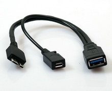 Хост-Кабель Micro USB 3,0 OTG с гнездовым блоком питания Micro USB 2024 - купить недорого