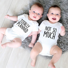 Totally Planned and Not So Much Newborn Twins Baby Playsuit Summer Short Sleeve One Piece Unisex Bodysuit  Wear 2024 - buy cheap