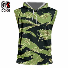 OGKB Summer Tops Men's Hooded Tank Top Cool Print Green Camouflage 3D Cap Vest Man Sleeveless Hoodies Tracksuits 7xl 2024 - buy cheap