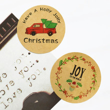 Pegatinas de sellado para decoración de Navidad, etiqueta adhesiva de Papel Kraft para camión, Joy, copo de nieve, Santa, caja de regalo, embalaje, navidad 2024 - compra barato