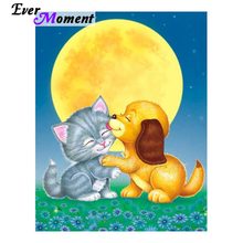 Ever Moment Diamond Painting Handmade Cat Dog Full Square Drill Picture Of Rhinestone Diamond Embroidery Home Decoration ASF1391 2024 - buy cheap