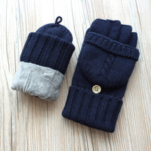 Высококачественные мужские перчатки без пальцев шерстяные зимние теплые открытые перчатки для пальцев Вязаные плюс бархатные толстые теплые перчатки для пальцев 2024 - купить недорого