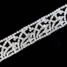 5 yardas Cadena de diamantes de imitación Cadena de cristal transparente coser en los adornos vestido de boda apliques para trajes cinta de bandas 2024 - compra barato