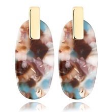 Fashion Acrylic Resin Stud Earrings Women Oval Shape Earrings Colorful Gold Earrings Jewelry Bijoux Femme 2024 - buy cheap
