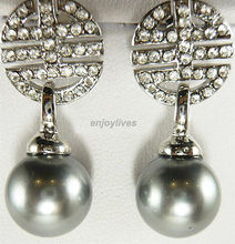 Hot sale Free Shipping>>>>Gray Shell Pearl Chinese Fortune Longevity White stone Crystal Earrings 2024 - buy cheap