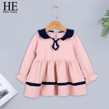 HE Hello Enjoy Girls Party Dress Kids Princess Navy Collar Solid Belle Sweater Dress Spring Autumn Children Girl Dress Wedding 2024 - buy cheap