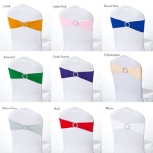 50pcs Wedding Spandex Chair Band Round Buckle Chair Sash Bands for Wedding Party Decoration Chair Decor 2024 - buy cheap