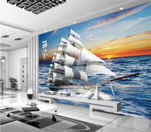 Everything Is Going Smoothly! Photo Wallpaper 3D Sunset Sailing Boat Fresco Classic Study Living Room Background Wall Home Decor 2024 - buy cheap