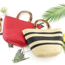 2019 South Korea's New Straw bag Casual Handbag Summer Holiday Shoulder Bag Woven Bag Shoulder Simple Solid Color Wild Straw Bag 2024 - buy cheap