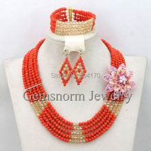 Orange African Jewelry Sets Nigerian Wedding Brides Gift Jewellery Set Women Jewelry Set Free Shipping GS866 2024 - buy cheap