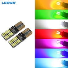 LEEWA-bombilla de luz de cuña para coche, lámpara lateral, Canbus, sin Error, 194, T10, 168, W5W, 3014, 24 LED, blanco, verde, amarillo, rosa, azul hielo, # CA2733, 4 Uds. 2024 - compra barato