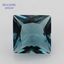 Ink Blue Color Glass Gems Square Shape Princess Cut Loose Glass Beads Synthetic Gems For Jewelry Size 3x3~10x10mm Free Shipping 2024 - buy cheap