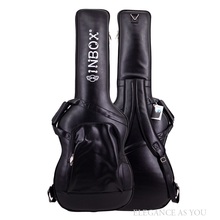 Утолщенная сумка из искусственной кожи для электрогитары, черный кожаный футляр для бас-гитары, защитный рюкзак для электрогитары, сумка для басов 2024 - купить недорого