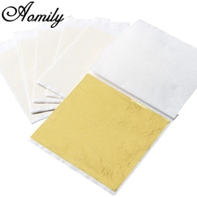 Aomily 100pcs/Set 9x9cm Practical K Pure Shiny Gold Leaf for Gilding Funiture Lines Wall Crafts Handicrafts Gilding Decoration 2024 - buy cheap