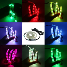 Fita de led rgb à prova d'água, fita adesiva ip65 para iluminação de fundo, tv, usb, 3528, 60leds/m, 0.5m, 1m, 2m, 3m, 4m, 5m