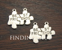 15 sets  Silver Color Best Friends Jigsaw Puzzle Piece Charm DIY Metal Bracelet Necklace Jewelry Findings 27x23mm A1050 2024 - buy cheap