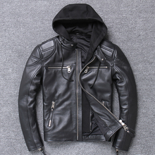 YR!Free shipping.motor biker genuine leather jacket.New winter black cowhide coat.plus size  warm leather jackets,sales 2024 - buy cheap